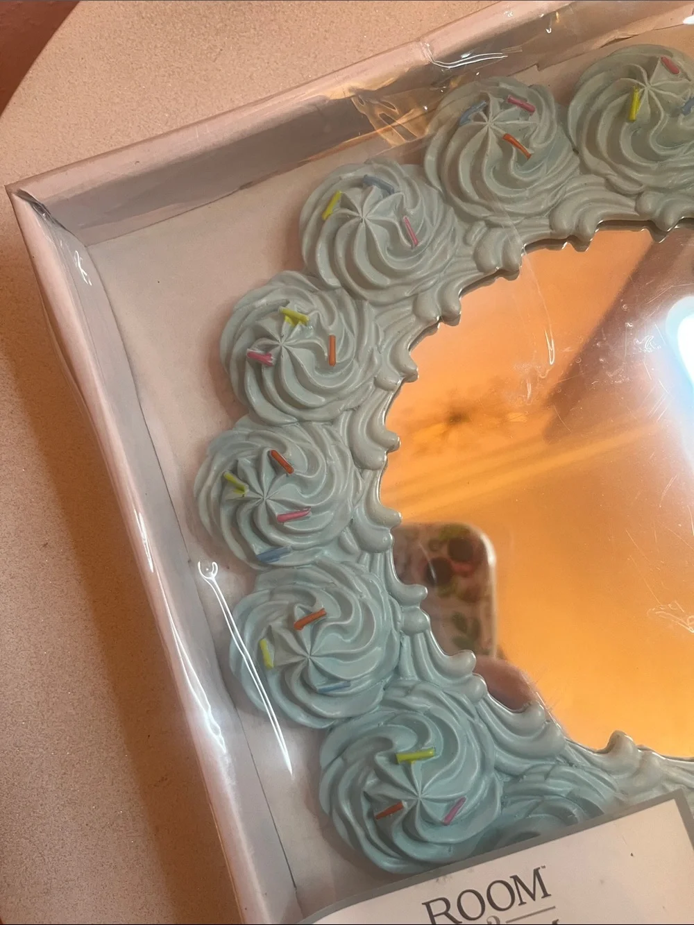 Room2Room Light Blue Cake-Style Decorative Wall Mirror